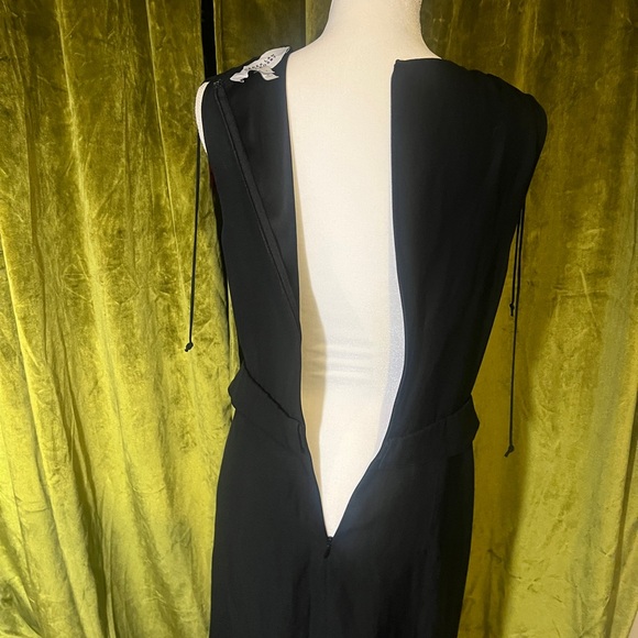 Derek Lam 10 Crosby Black Midi A-Line Dress Linen Viscose Black 8 - Picture 6 of 7